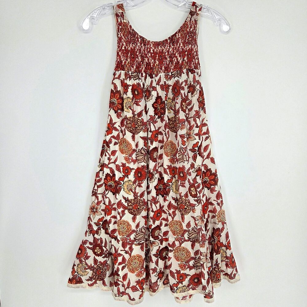 Free People Oh Baby Floral Smocked Boho Babydoll Mini Dress Womens XS Fall Flowy
